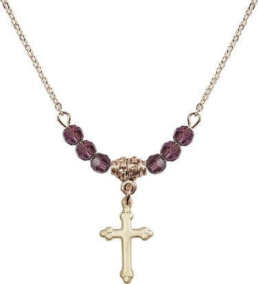Cross Birthstone Necklace | 5/8 inch | 4mm Beads | N20-5415