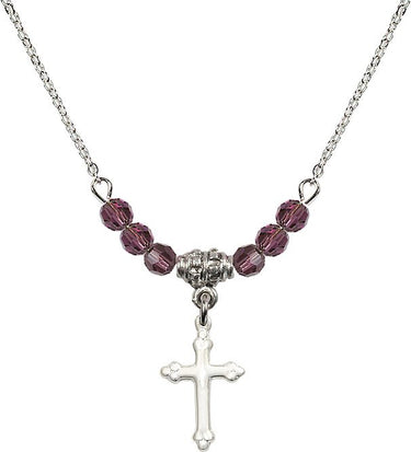 Cross Birthstone Necklace | 5/8 inch | 4mm Beads | N20-5415