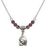 Madonna Birthstone Necklace | 5/8 inch | 4mm Beads  Amethyst Sterling Silver