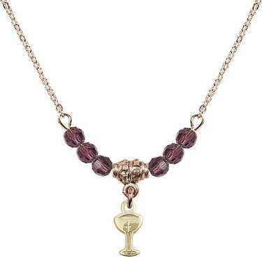 Chalice Birthstone Necklace | 3/8 inch | 4mm Beads