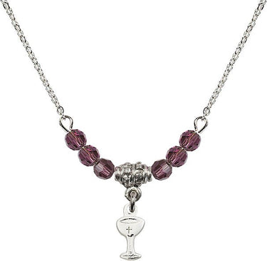 Chalice Birthstone Necklace | 3/8 inch | 4mm Beads