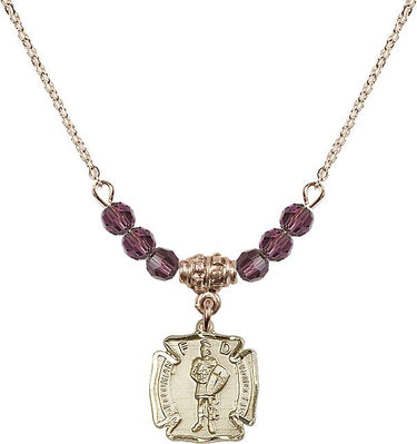 Saint Florian Birthstone Necklace | 1/2 inch | 4mm Beads