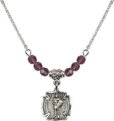 Saint Florian Birthstone Necklace | 1/2 inch | 4mm Beads