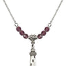 Lighthouse Birthstone Necklace | 3/4 inch | 4mm Beads  Amethyst Sterling Silver