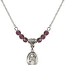 Saint Agatha Birthstone Necklace | 1/2 inch | 4mm Beads  Amethyst Sterling Silver