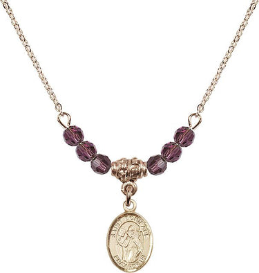 Saint Boniface Birthstone Necklace | 1/2 inch | 4mm Beads