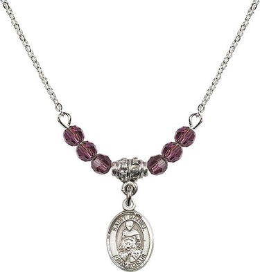 St. Daniel Birthstone Necklace | 1/2 inch | 4mm Beads
