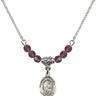 Saint Dymphna Birthstone Necklace | 1/2 inch | 4mm Beads  Amethyst Sterling Silver