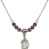 Saint Elizabeth of Hungary Birthstone Necklace | 1/2 inch | 4mm Beads  Amethyst Sterling Silver