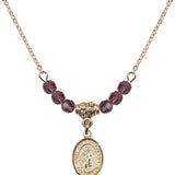 Saint John the Baptist Birthstone Necklace | 1/2 inch | 4mm Beads  Amethyst 14kt Gold Filled