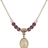 Saint John the Baptist Birthstone Necklace | 1/2 inch | 4mm Beads  Amethyst 14kt Gold Filled