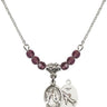 Saint Joseph of Cupertino Birthstone Necklace | 1/2 inch | 4mm Beads  Amethyst Sterling Silver