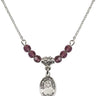 Saint Maria Faustina Birthstone Necklace | 1/2 inch | 4mm Beads  Amethyst Sterling Silver