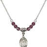 Saint Martha Birthstone Necklace | 1/2 inch | 4mm Beads  Amethyst Sterling Silver