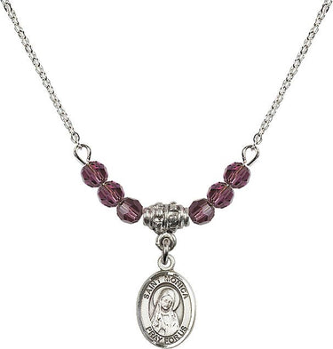 Collar de Santa Mónica con piedra de nacimiento | 1/2 pulgada | Cuentas de 4 mm