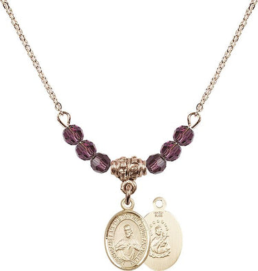 Collar escapulario de plata con piedra de nacimiento | 1,27 cm | Cuentas de 4 mm | N20-9098