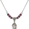 Saint Thomas Aquinas Birthstone Necklace | 1/2 inch | 4mm Beads  Amethyst Sterling Silver