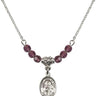 Saint John of God Birthstone Necklace | 1/2 inch | 4mm Beads  Amethyst Sterling Silver