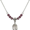 Saint Casimir of Poland Birthstone Necklace | 1/2 inch | 4mm Beads  Amethyst Sterling Silver
