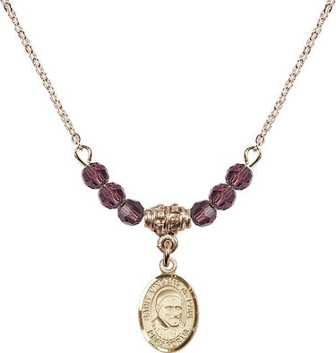 Saint Vincent de Paul Birthstone Necklace | 1/2 inch | 4mm Beads