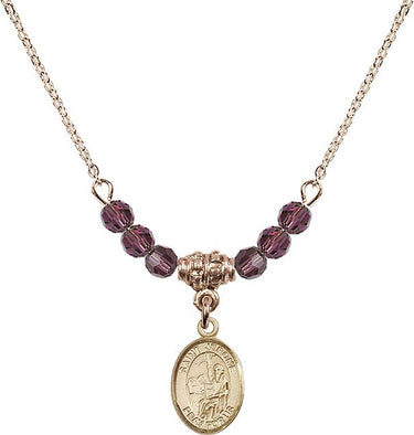 Saint Jerome Birthstone Necklace | 1/2 inch | 4mm Beads