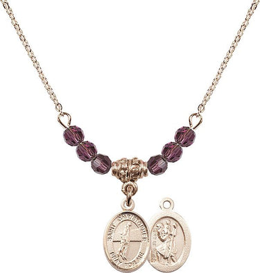 Saint Christopher Volleyball Birthstone Necklace | 1/2 inch | 4mm Beads