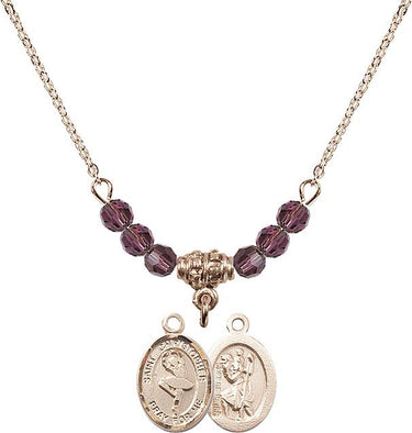 Saint Christopher Dance Birthstone Necklace | 1/2 inch | 4mm Beads
