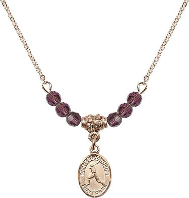 Saint Christopher Baseball Birthstone Necklace | 1/2 inch | 4mm Beads
