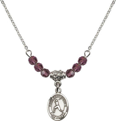 Saint Christopher Baseball Birthstone Necklace | 1/2 inch | 4mm Beads