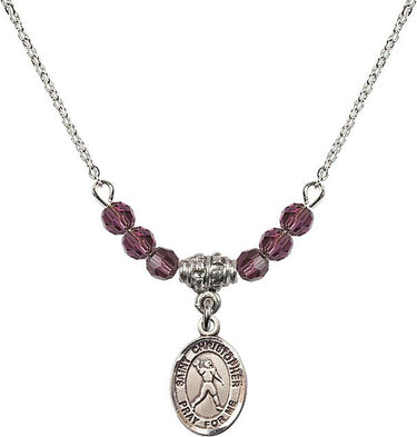 Saint Christopher Football Birthstone Necklace | 1/2 inch | 4mm Beads