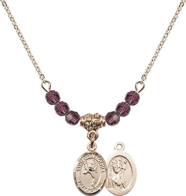 Saint Christopher Martial Arts Birthstone Necklace | 1/2 inch | 4mm Beads