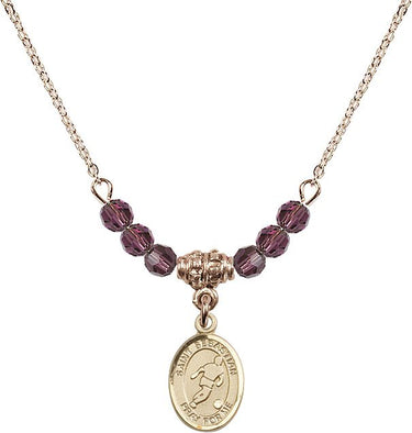 Saint Sebastian Soccer Birthstone Necklace | 1/2 inch | 4mm Beads