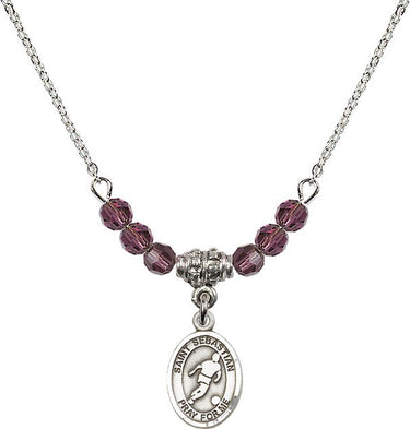 Saint Sebastian Soccer Birthstone Necklace | 1/2 inch | 4mm Beads