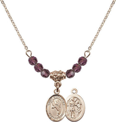 Saint Sebastian Martial Arts Birthstone Necklace | 1/2 inch | 4mm Beads