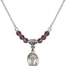 Saint Sebastian Birthstone Necklace | 1/2 inch | 4mm Beads  Amethyst Sterling Silver