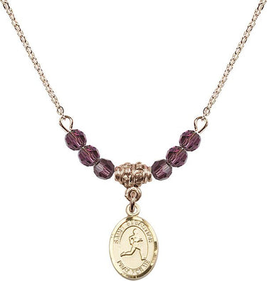 Saint Sebastian Track & Field Birthstone Necklace | 1/2 inch | 4mm Beads