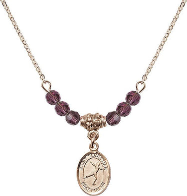 Saint Sebastian Figure Skating Birthstone Necklace | 1/2 inch | 4mm Beads