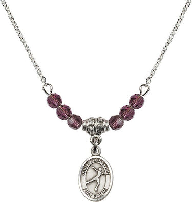 Saint Sebastian Figure Skating Birthstone Necklace | 1/2 inch | 4mm Beads