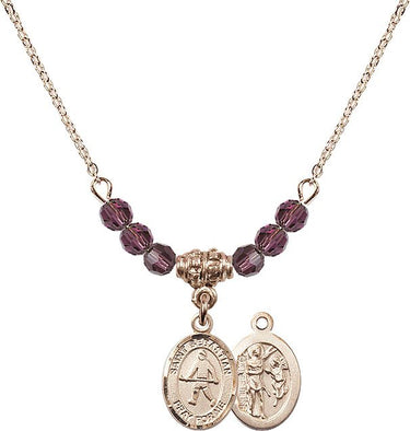 Saint Sebastian Field Hockey Birthstone Necklace | 1/2 inch | 4mm Beads