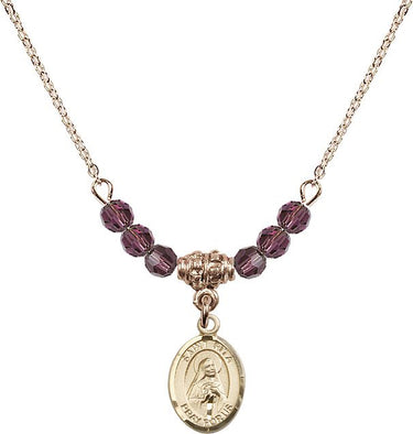 Saint Rita of Cascia Baseball Birthstone Necklace | 1/2 inch | 4mm Beads