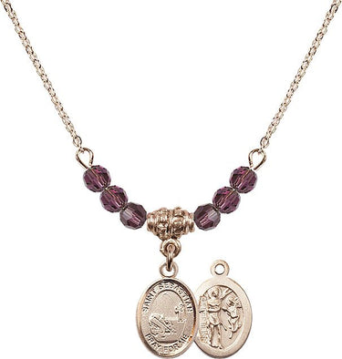 Saint Sebastian Fishing Birthstone Necklace | 1/2 inch | 4mm Beads