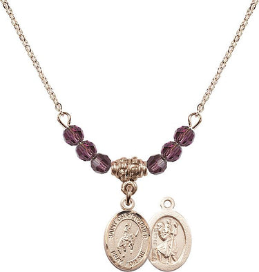 Saint Christopher Rodeo Birthstone Necklace | 1/2 inch | 4mm Beads