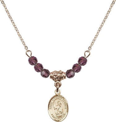 Saint Vincent Ferrer Birthstone Necklace | 1/2 inch | 4mm Beads