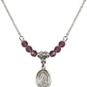 Saint Therese of Lisieux Birthstone Necklace | 1/2 inch | 4mm Beads  Amethyst Sterling Silver