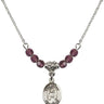 Saint Lillian Birthstone Necklace | 1/2 inch | 4mm Beads  Amethyst Sterling Silver