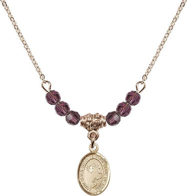 Footprints Cross Birthstone Necklace | 1/2 inch | 4mm Beads