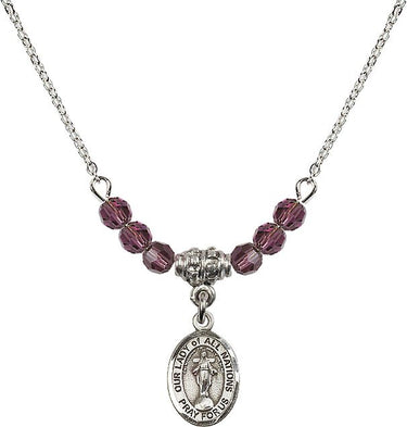 Our Lady of All Nations Birthstone Necklace | 1/2 inch | 4mm Beads