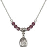 Saint Isabella of Portugal Birthstone Necklace | 1/2 inch | 4mm Beads  Amethyst Sterling Silver