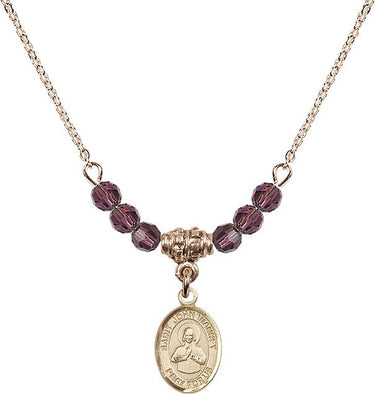 Saint John Vianney Birthstone Necklace | 1/2 inch | 4mm Beads
