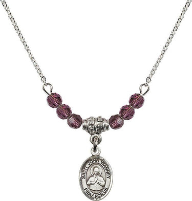 Saint John Vianney Birthstone Necklace | 1/2 inch | 4mm Beads